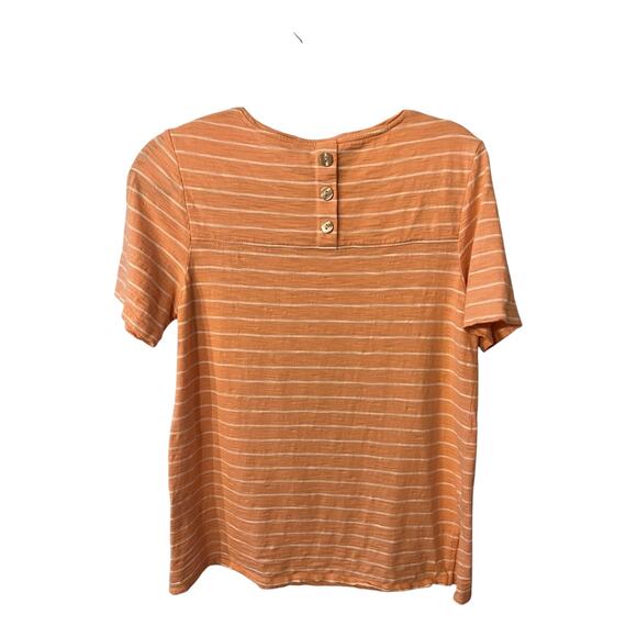 Chico’s The Perfect Tee Stripped Peach Cream Cotton Modal
TShirt Size 0 Small - Picture 4 of 9